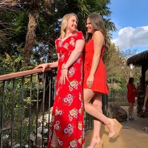 Long Red Floral Dress